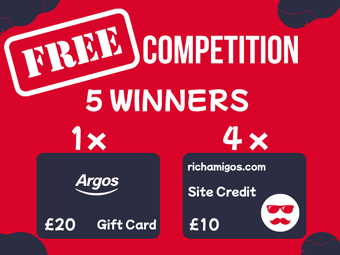 Free entry £20 Argos gift card + 4 x £10 site credit RichAmigos
